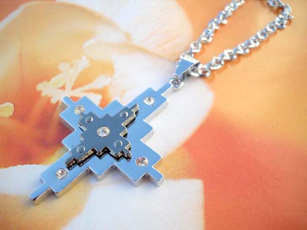 New age clear cz cross stainless steel pendant