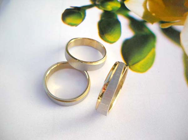 Two tone color plated plain fashion ring