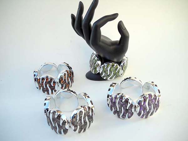 Fire theme enlarge circular beaded bangle