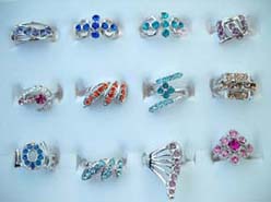 Rhinestone silver plated fashion ring