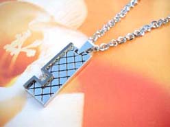 Rectangular stainless steel fashion necklace with snake skin design