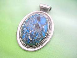 fashion blue gemstone pendant necklace