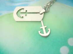 Stainless Steel Anchor Dog Tag Necklace