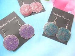 Boho retro jewelry Bohemian style earrings circle shape uneven edge