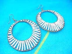 seed bead earrings black and white circle