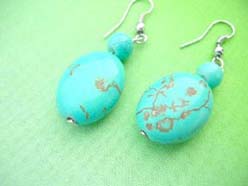 oval beaded turquoise earring