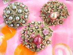 fashionable antique pin brooches with fake pearl and rhinestone cz