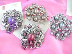 retro costume jewelry pin brooches with faux pearls and cubic zirconia