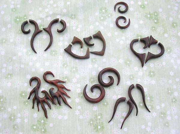 Quality wooden cheater expander earring wholesale in package, organic jewelry