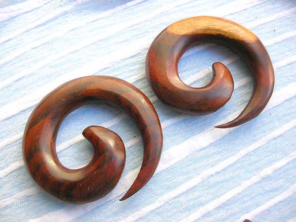 Enlarge wooden snail gauge earring, wholesale organic jewelry