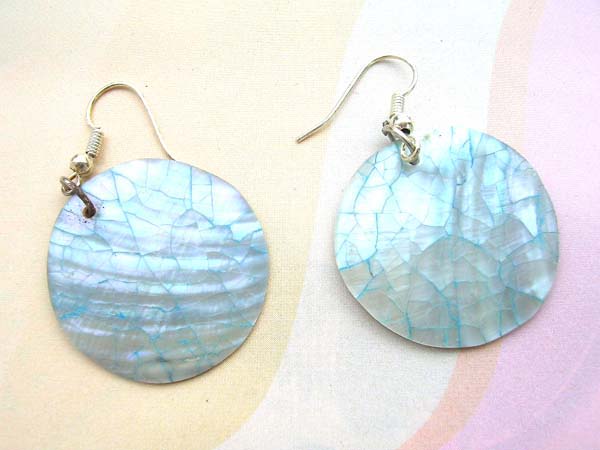 Circular fish hook earring with breaking chip design, organic silver jewelry