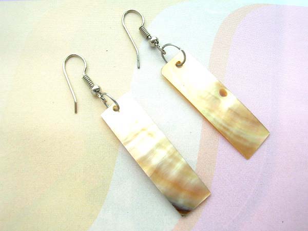 Long rectangular natural seashell earring