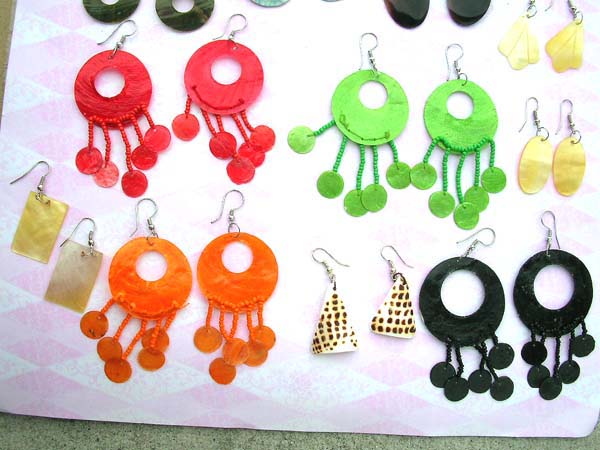 Unique dye or natural seashell fish hook earring