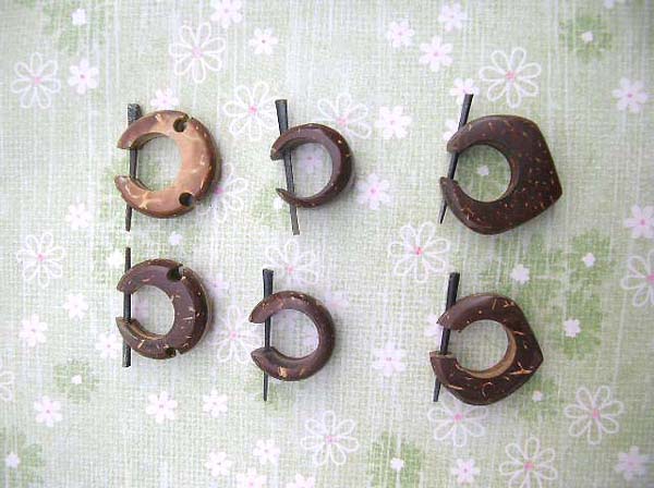 Hoop natural stick wooden earring