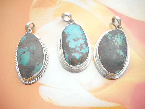  Turquoise gemstone in assorted shape, 925. sterling silver mounting pendant, silver jewelry wholesaler