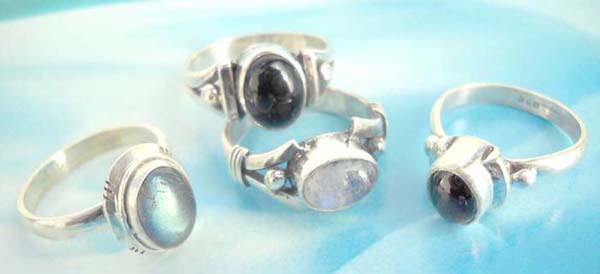 925. stamped silver ring with variety gemstone