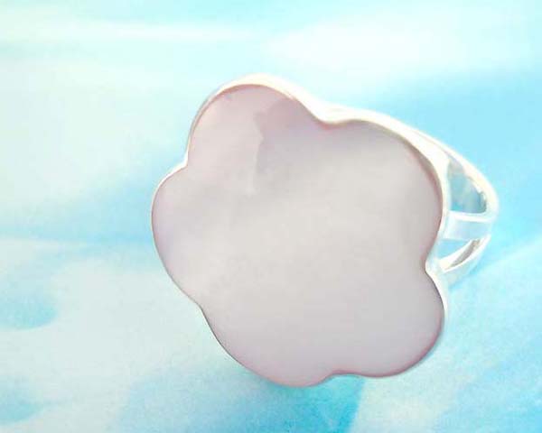 Fashion stamped 925 sterling silver a pinky seashell flower ring