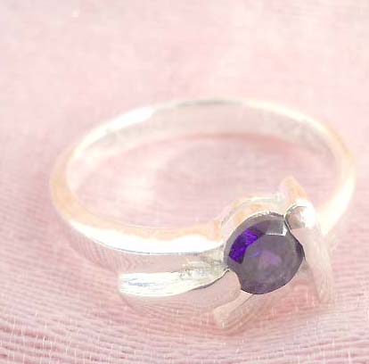 Triple fringe holding purple cz design,designer inspired 925. sterling silver pendant