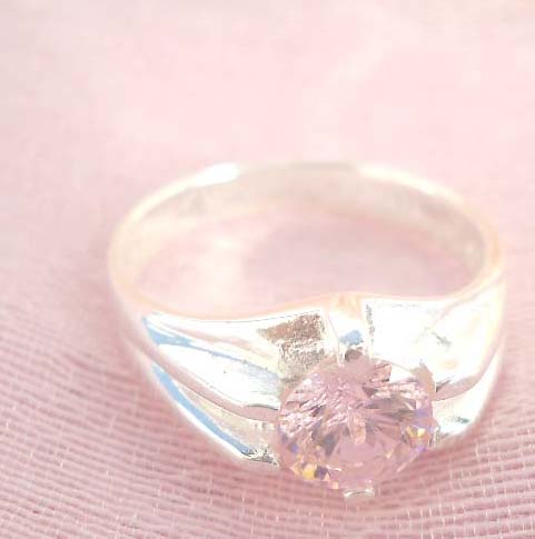 Enlarge pendant pinky flower cz design, precious 925. sterling silver ring