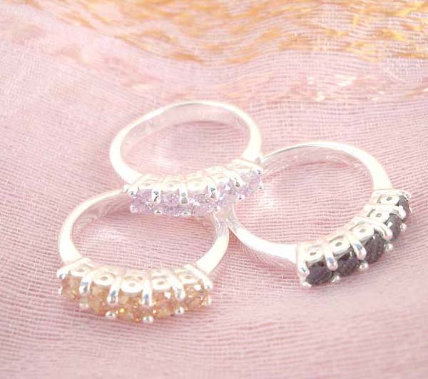 Favorite 925. stamped silver ring with 5 mini rectangular cz design