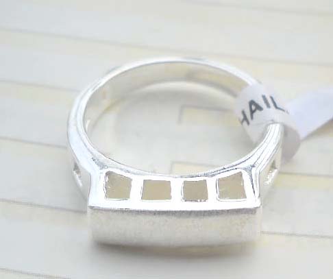 Great stamped 925 sterling silver plain rectangular ring