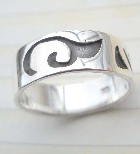 Dolphin tail,designer inspired 925. sterling silver ring