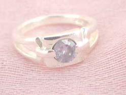 Collectible stamped 925 sterling silver purple rhinestone with square shape ring 