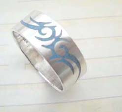 Collectible stamped 925 sterling silver tattoo fire ring 