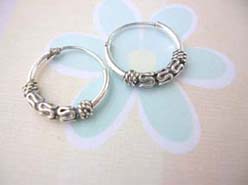 Triple wavy pattern, 925 sterling silver hoop earring, made in Thailand