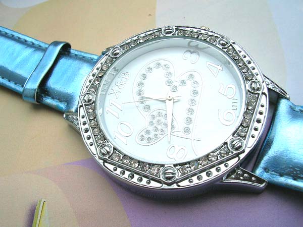 Wholesale jewelry watches, Fashion shiny blue heart shape pattern rhinestone watch