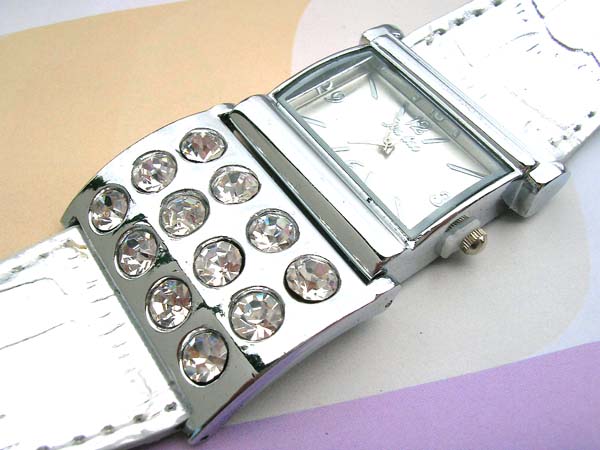 Clear cz silver snake skin causal watch, watch wholesalers