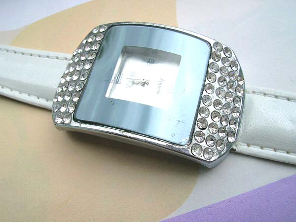 Clear cz square white causal watch, watches manufacturer