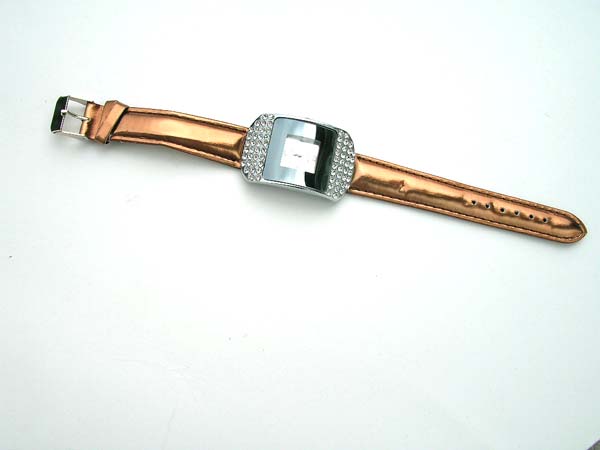 Clear cz square bronze causal watch, watches  nufacturers