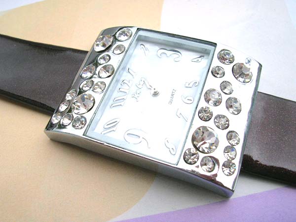 Lady multi spot clear cz black wrist watch, buy wholesale watches