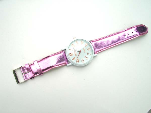 Great fashion deep pink watch with clear cz white watch face
