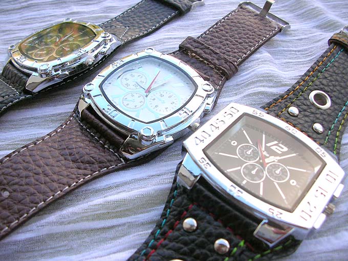 Imitation leather band men watch in group