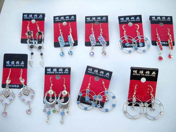 Assorted rhinestone fashion cz earring, wholesale rhinestone costume jewelry