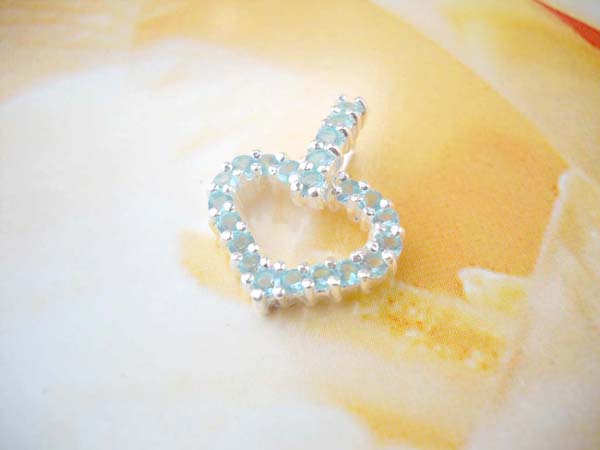  Sky blue cz heart shape,Handcrafted in 925. sterling silver pendant, wholesale sterling silver jewelry