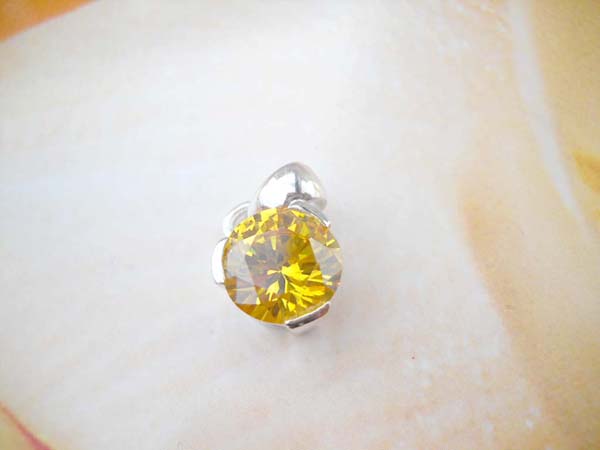  Handcrafted in 925. sterling silver peach round cz pendant, silver jewelry manufacturer