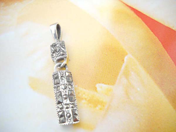  Handcrafted in 925. sterling silver rectangular marcasite stone pendant, jewelry bulk wholesale