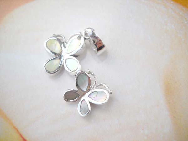  Holding wings couple butterfly with white seashell, 925. sterling silver mounting pendant, wholesale body jewelry