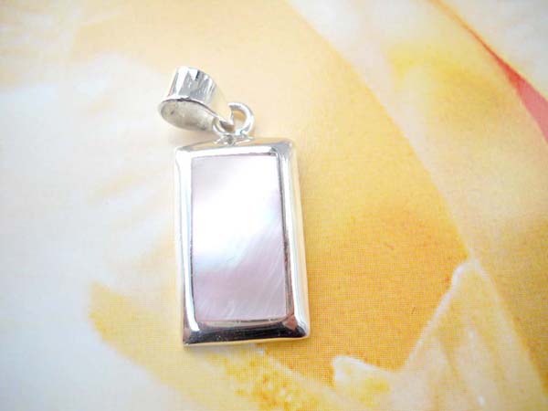  Rectangular pinky seashell, Dazzling 925. sterling silver pendant, wholesale sterling silver jewelry