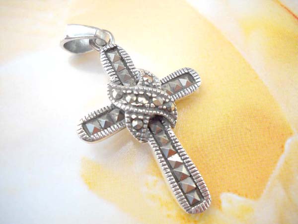  Multi square marcasite stone cross, precious 925. sterling silver pendant, silver jewelry suppliers