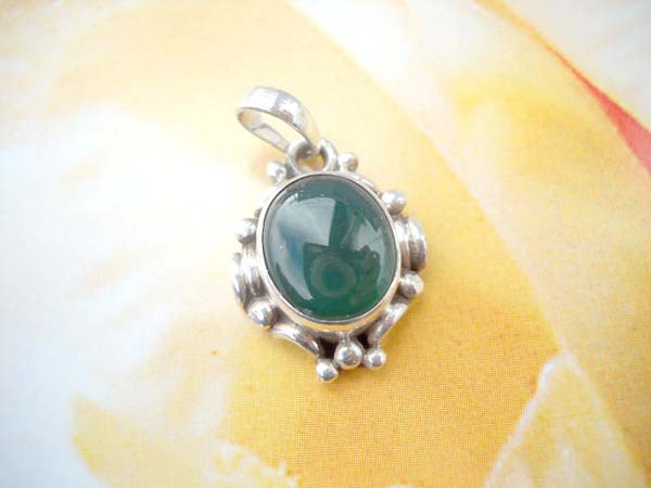  Bali bead frame with green malachite, genius 925. sterling silver pendant, wholesale silver jewelry suppliers